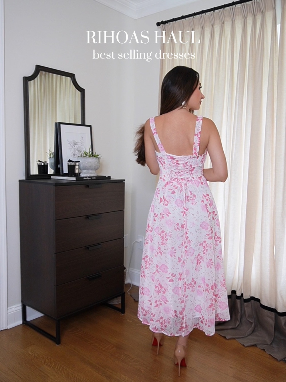 RIHOAS Pink Floral Square-Neck Midi Dress - Picture 3 of 10